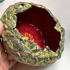 Hand Built Ceramic Bowl, Leaf Texture Pottery, Nature Inspired Bowl, Handmade Sculptural Dish, Unique Artisan Gift