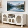120cm Sideboard Cabinet with 2 Corrugated Glass Doors, Ball Feet & Spacious Storage, Modern Living Room Lowboard Image 6