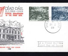 1969 Ireland 50th Anniversary of the First Meeting of Dail Eireann Commemorative Stamps Illustrated PhilArt First Day Cover (FDC)