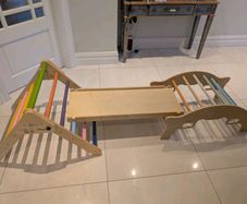 Indoor wooden climbing set
