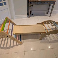 Indoor wooden climbing set