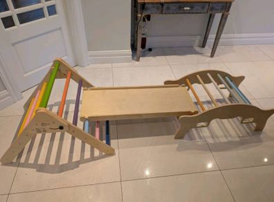 Indoor wooden climbing set