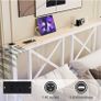 4ft6 Double Floating Bed Frame with LED Lights and Charging Station, Metal Platform Bed Frame Double Bed with Wooden Storage Headboard Under-bed Storage No Box Spring Needed White and OAK Image 5