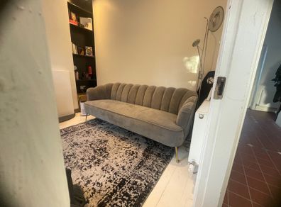 Velvet grey sofa