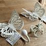 2 x New Lovely 3D Cream Butterfly Hooks Pierced Metal Image 3