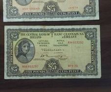 Irish Lady Lavery 5pound Banknotes (Pre-Decimal) Ireland  Pair