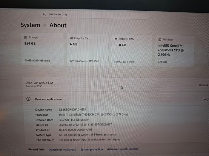 Dell Precision 7550 15.6" Fhd Ips I7-11850h 1tb Ssd 32gb Ram Rtx 3000