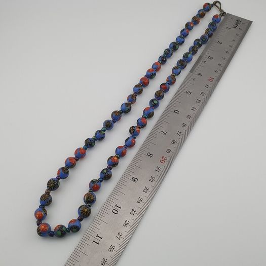Antique Venetian Style Floral Glass Beads Necklace