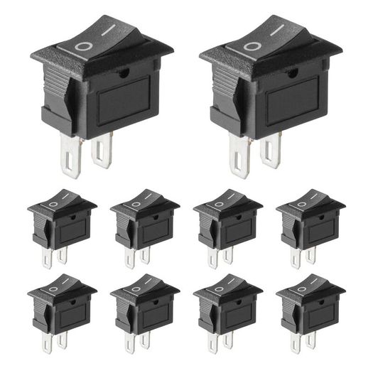 9Pcs Black Rocker Switch ON/Off Toggle Switch SPST 2 Pin AC 6A/250V 10A/125V Mini for Car, Boat, Homehold Application