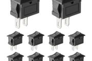 9Pcs Black Rocker Switch ON/Off Toggle Switch SPST 2 Pin AC 6A/250V 10A/125V Mini for Car, Boat, Homehold Application