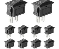 9Pcs Black Rocker Switch ON/Off Toggle Switch SPST 2 Pin AC 6A/250V 10A/125V Mini for Car, Boat, Homehold Application