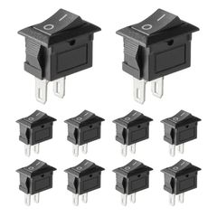 9Pcs Black Rocker Switch ON/Off Toggle Switch SPST 2 Pin AC 6A/250V 10A/125V Mini for Car, Boat, Homehold Application