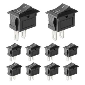 9Pcs Black Rocker Switch ON/Off Toggle Switch SPST 2 Pin AC 6A/250V 10A/125V Mini for Car, Boat, Homehold Application