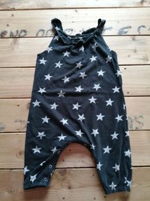 NEXT girl black with gray stars short dungarees