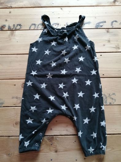 NEXT girl black with gray stars short dungarees