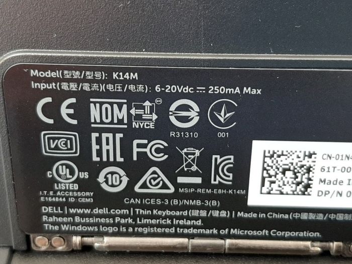 Dell German Keyboard KM14M for Latitude 7275, XPS9250