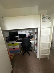 Bunk single bed with desk