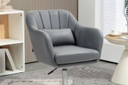 Swivel Lounge Chair with Lumbar Cushion Height Adjustable Dark Grey Metal Base