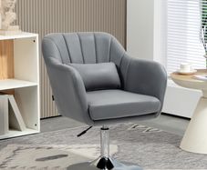 Swivel Lounge Chair with Lumbar Cushion Height Adjustable Dark Grey Metal Base