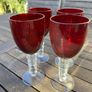 Ruby Red Wine Goblets With Clear 5 Bubble Stem - Set of 4 Image 5