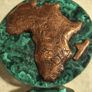 vintage AFRIQUE AFRICA Malachite Copper & Brass MAP art sculpture. Image 3