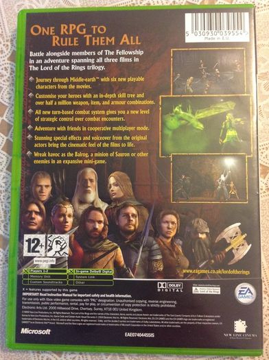 LORD OF THE RINGS: The Third Age.  An Original XBox game.