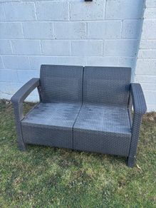 Rattan style plastic garden furniture  no cushions