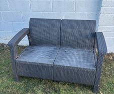 Rattan style plastic garden furniture  no cushions