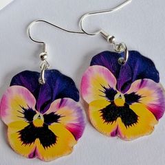 Pansy Matrix Yellow Purple Wing Earrings