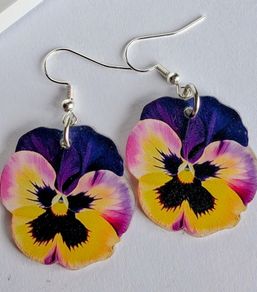 Pansy Matrix Yellow Purple Wing Earrings