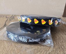 Halloween ribbon - candy corn + happy halloween