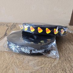 Halloween ribbon - candy corn + happy halloween