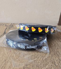 Halloween ribbon - candy corn + happy halloween