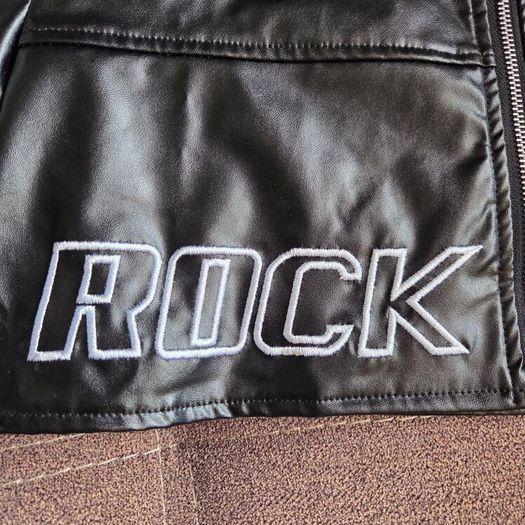 Black  Rockstar faux leather cropped jacket, size S