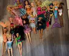 Barbie's dolls and more, aeroplane, clothes, car, wardrobe