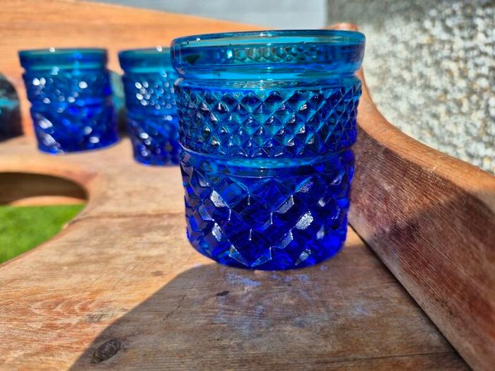 Vintage Anchor Hocking Blue Wexford Tumblers Set of 6