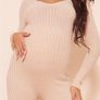 Maternity Oatmeal Long Sleeve Knitted Jumpsuit Image 4