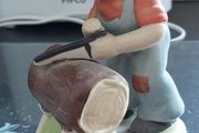 Vintage Little Girl with saw Ceramic Figurine
