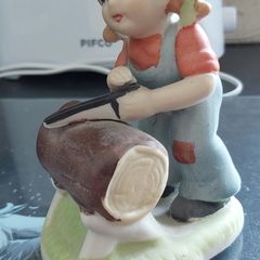 Vintage Little Girl with saw Ceramic Figurine