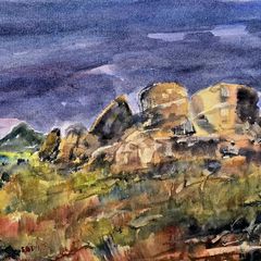 three rock mountain watercolour
