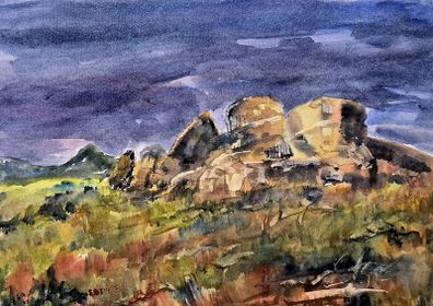 three rock mountain watercolour