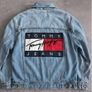 Vintage 90s USA Flag Rare Tommy Hilfiger American Flag Denim Jacket Light Blue Wash Oversized Big Tommy Logo At The Back Unisex Size S Image 9