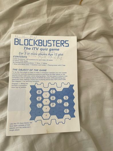 Blockbusters ITV Quiz Game - early 1990s