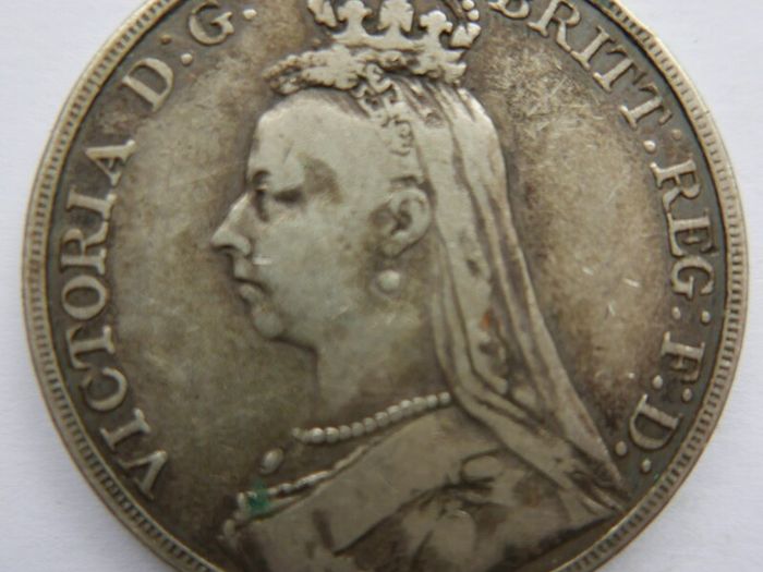 1889 Silver Crown Coin - British Queen Victoria Jubilee Head