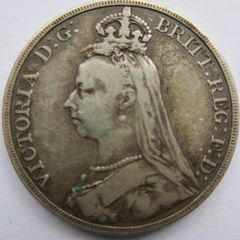 1889 Silver Crown Coin - British Queen Victoria Jubilee Head