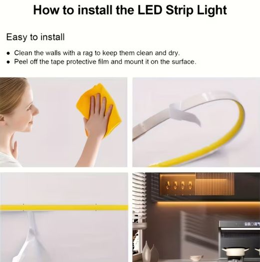 LQHZMYY 12V Hardwired COB LED High-Brightness Flexible LED Strip, Self-Adhesive And Cuttable, Suitable for Indoor, Mirror, Bedroom, Kitchen, Office Desk, Backlighting Lighting Lighting, Flexible Lighting LED Strip
