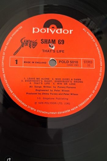 Sham 69 x 2 vinyl albums - The Game and Thats Life