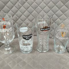 Pint glasses. Murphy's Franciscan well Bulmers Guinness