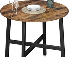 Dining Table, Small Round Kitchen Table for Living Room, Office, 80 x 75 cm (diameter x height), Industrial Design
