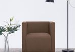 Cube Armchair Brown Fabric